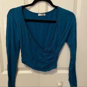 Blue Wrap Yoga Top